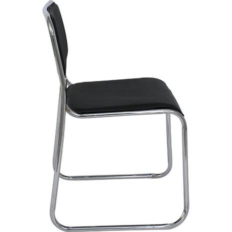 CAMPUS Καρέκλα Επισκέπτη Γραφείου, Στοιβαζόμενη Χρώμιο Μέταλλο, Hard PVC Μαύρο (Ε553,1) (Μαύρο)